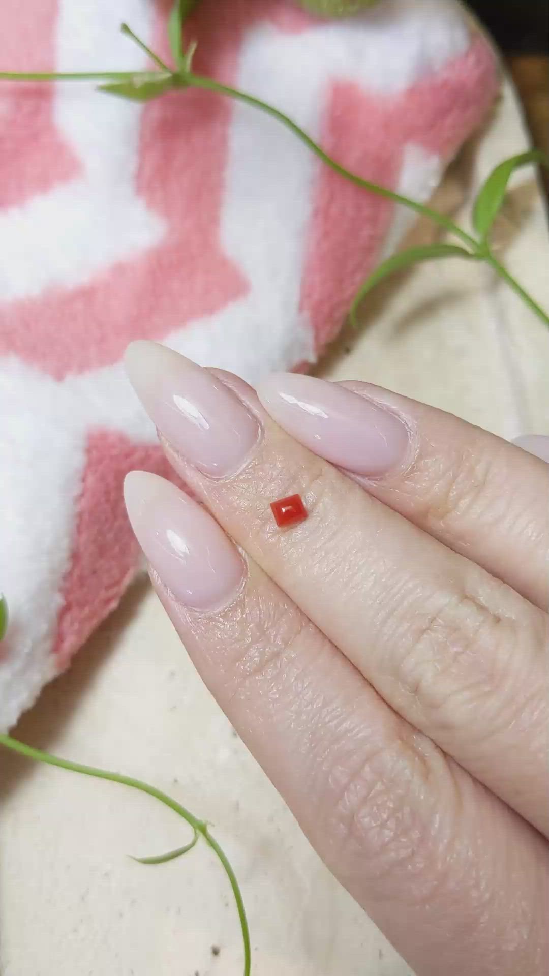 0.15 Ct. Cabochon Coral from Italy Size Video