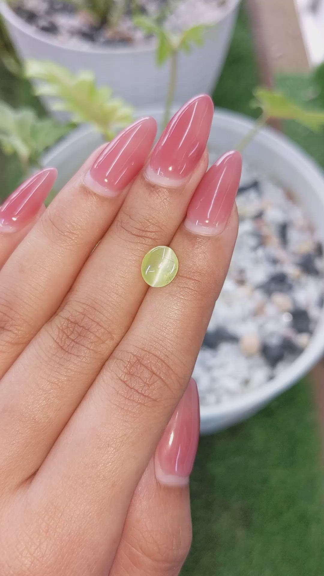 2.08 Ct. Cabochon Chrysoberyl from Ceylon (Sri Lanka) Size Video