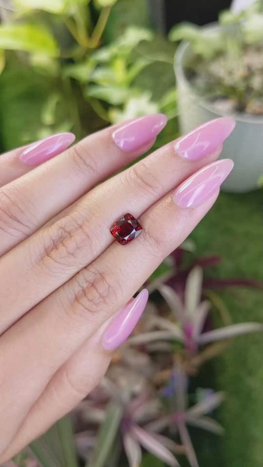 2.51 Ct. Garnet from Ceylon (Sri Lanka) Size Video