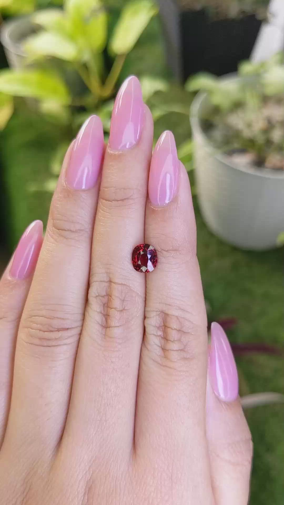 1.61 Ct. Garnet from Ceylon (Sri Lanka) Size Video