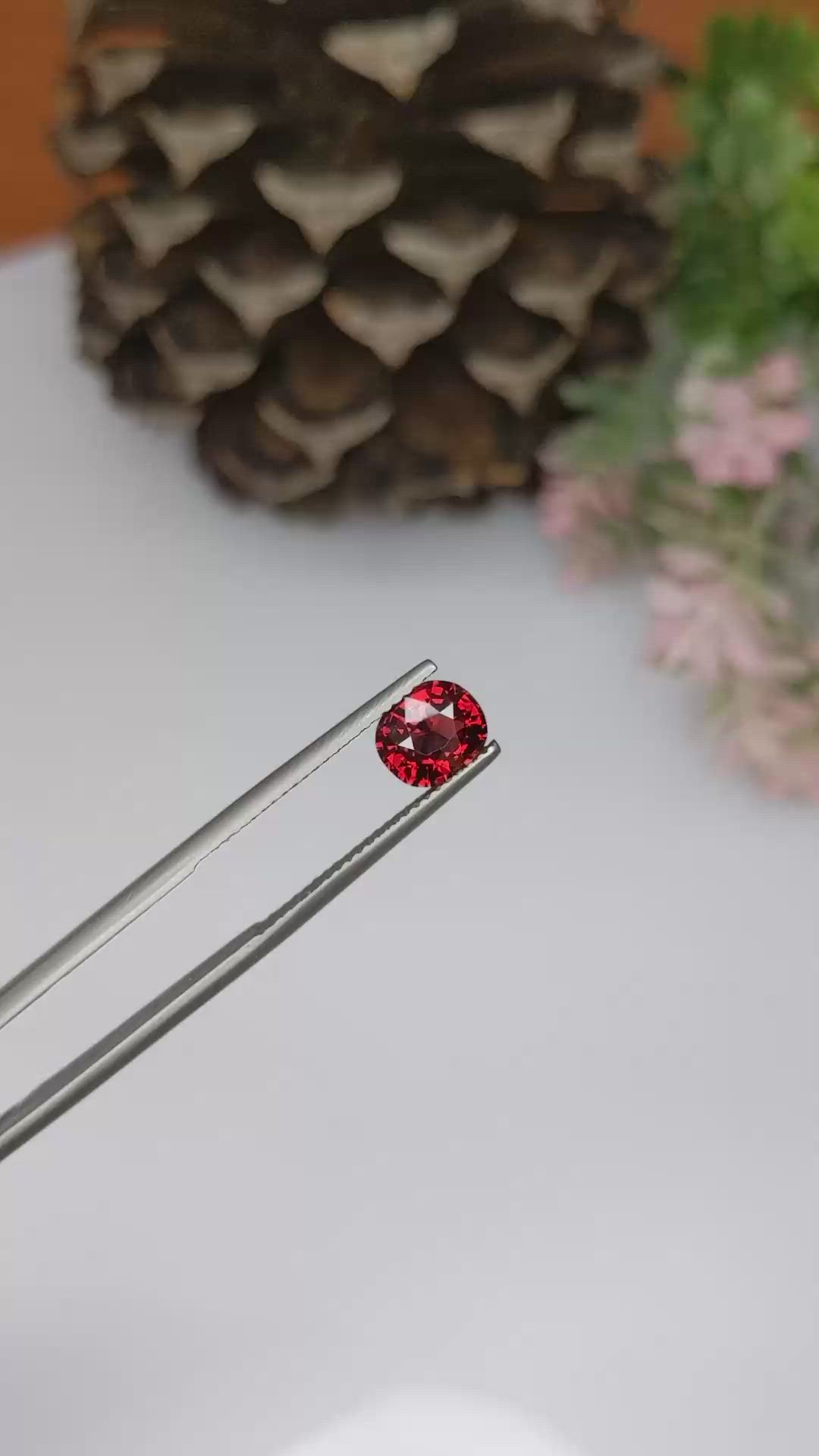 1.61 Ct. Garnet from Ceylon (Sri Lanka) Size Video