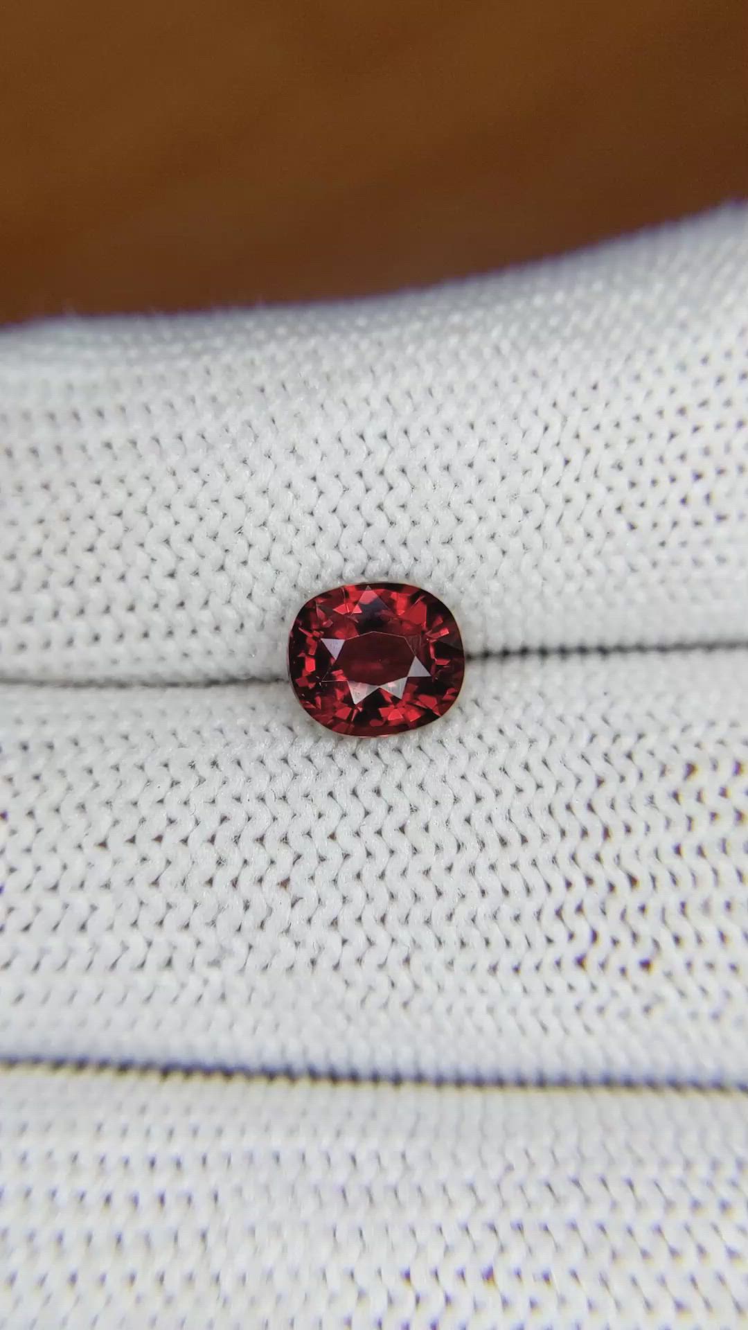 1.61 Ct. Garnet from Ceylon (Sri Lanka) Size Video