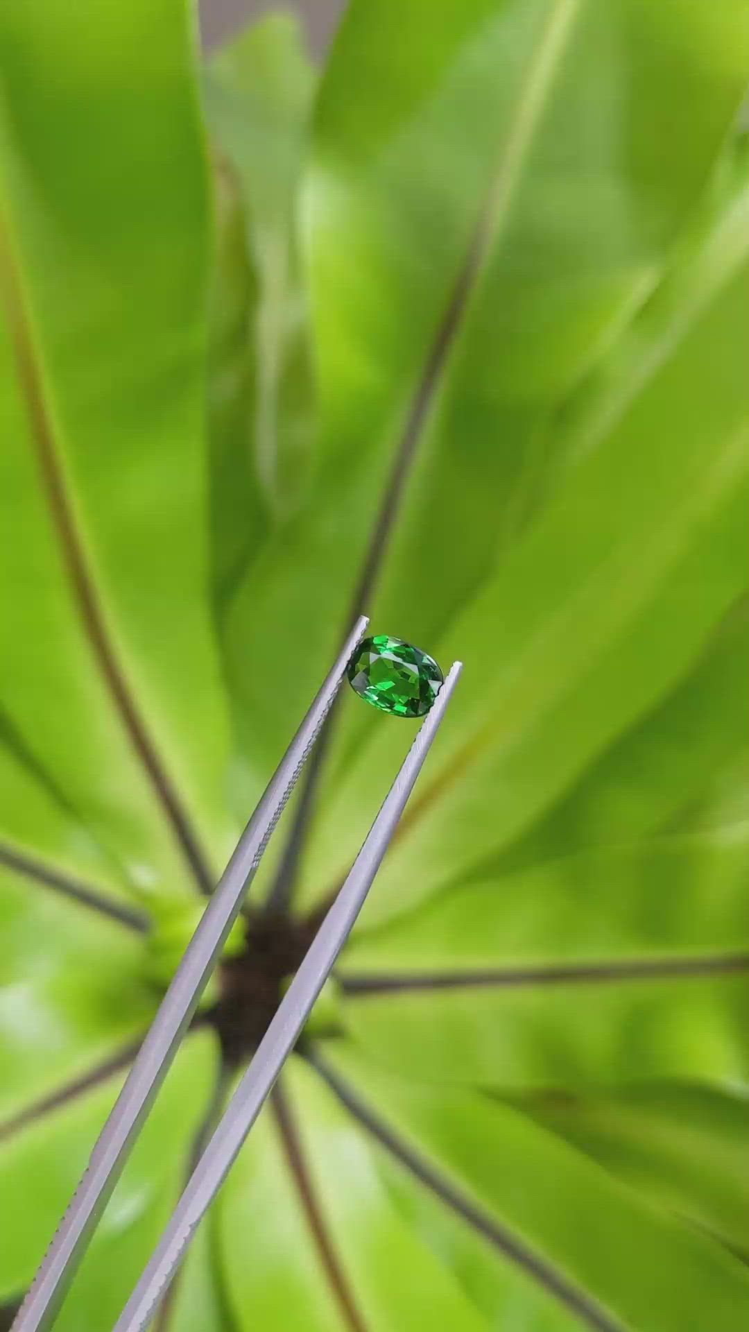 1.04 Ct. Tsavorite Garnet from East Africa Size Video