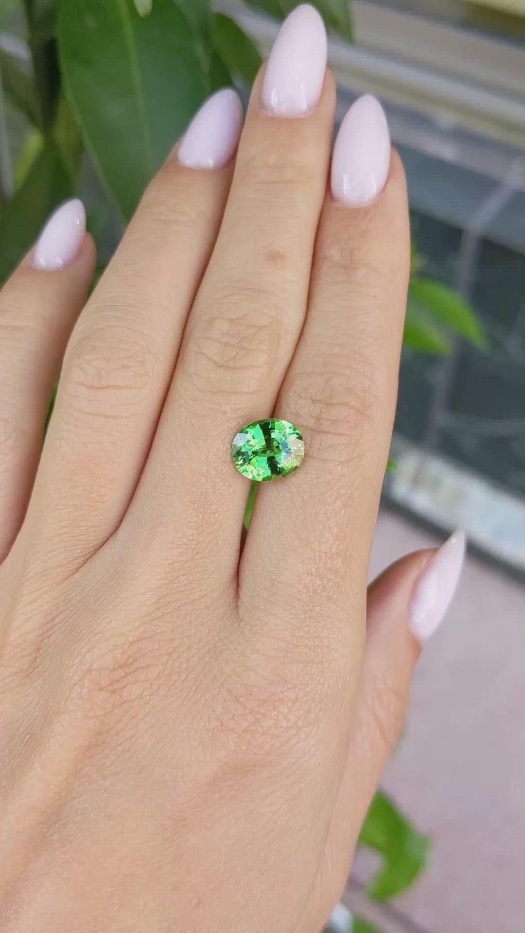 3.03 Ct. Tsavorite Garnet from Tanzania Size Video