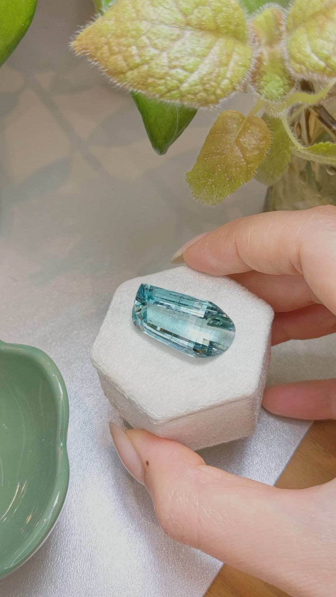 28.05 Ct. Greenish Blue Aquamarine from Brazil Size Video