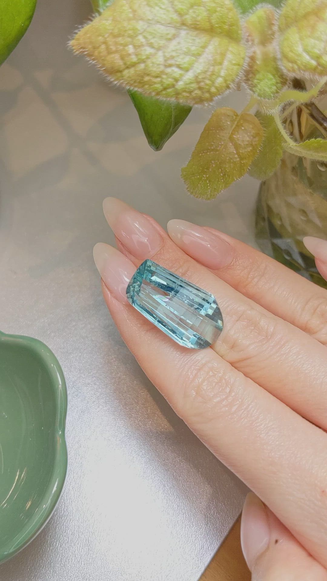 28.05 Ct. Greenish Blue Aquamarine from Brazil Size Video