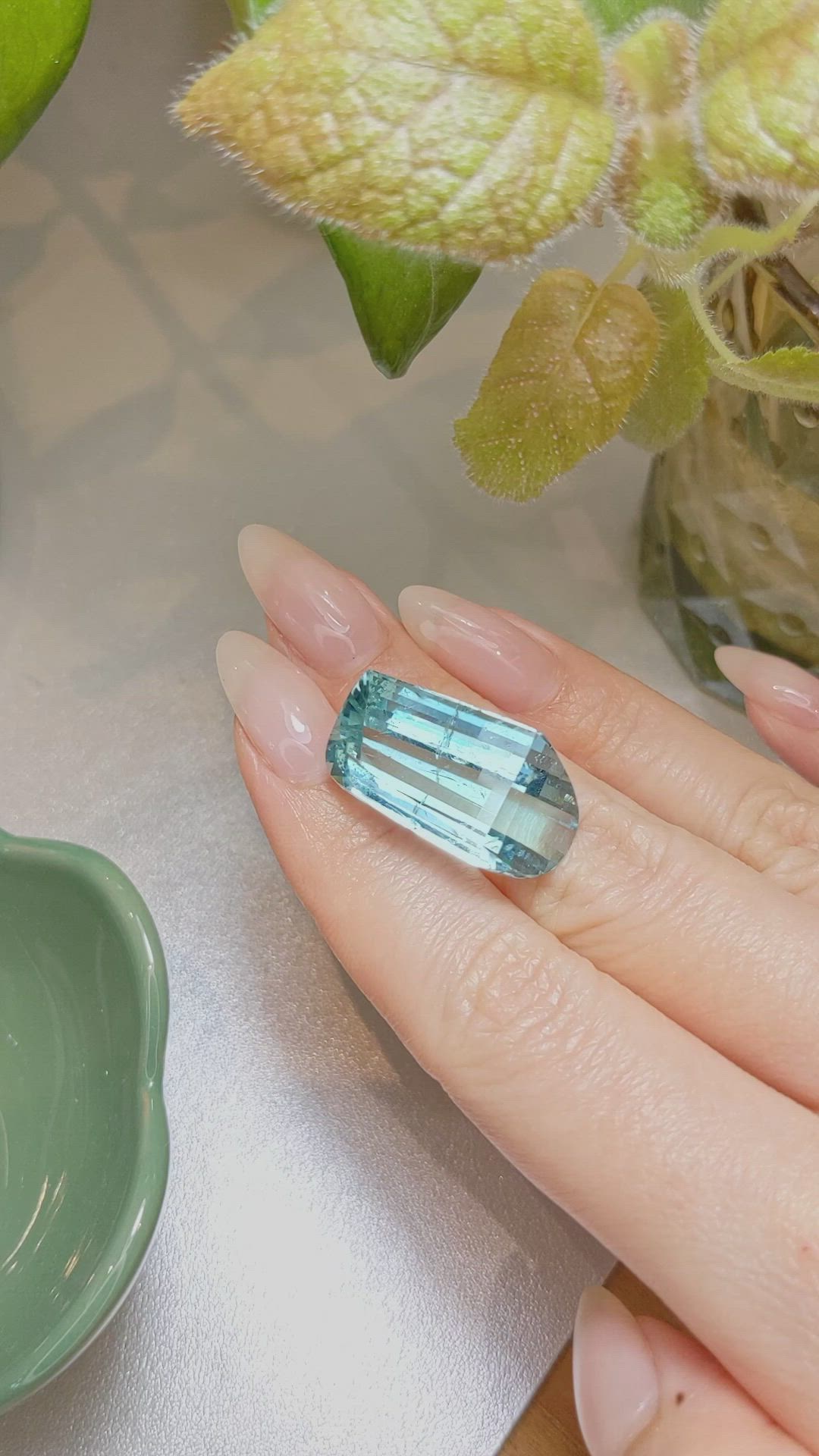 28.05 Ct. Greenish Blue Aquamarine from Brazil Size Video