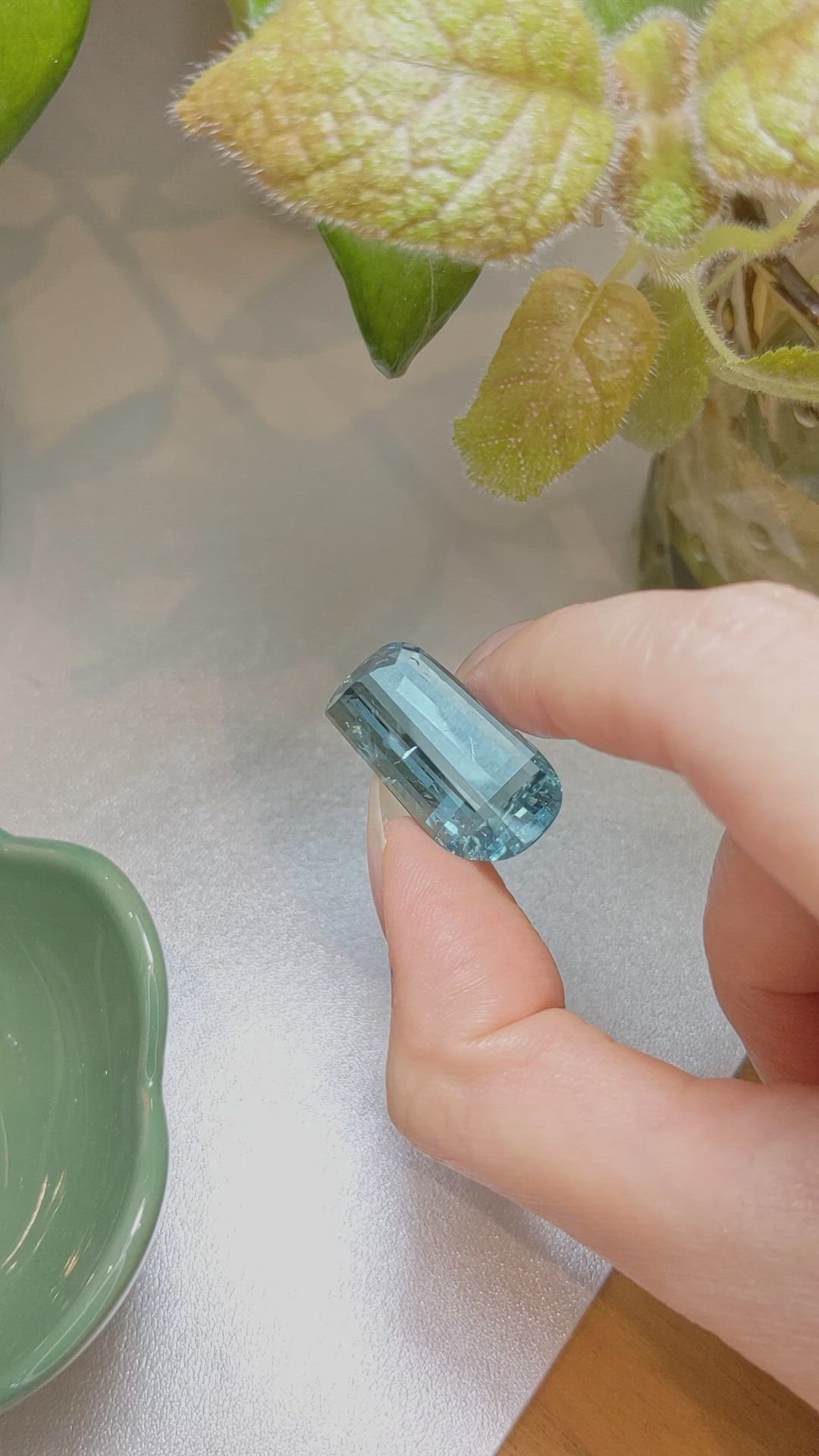 28.05 Ct. Greenish Blue Aquamarine from Brazil Size Video