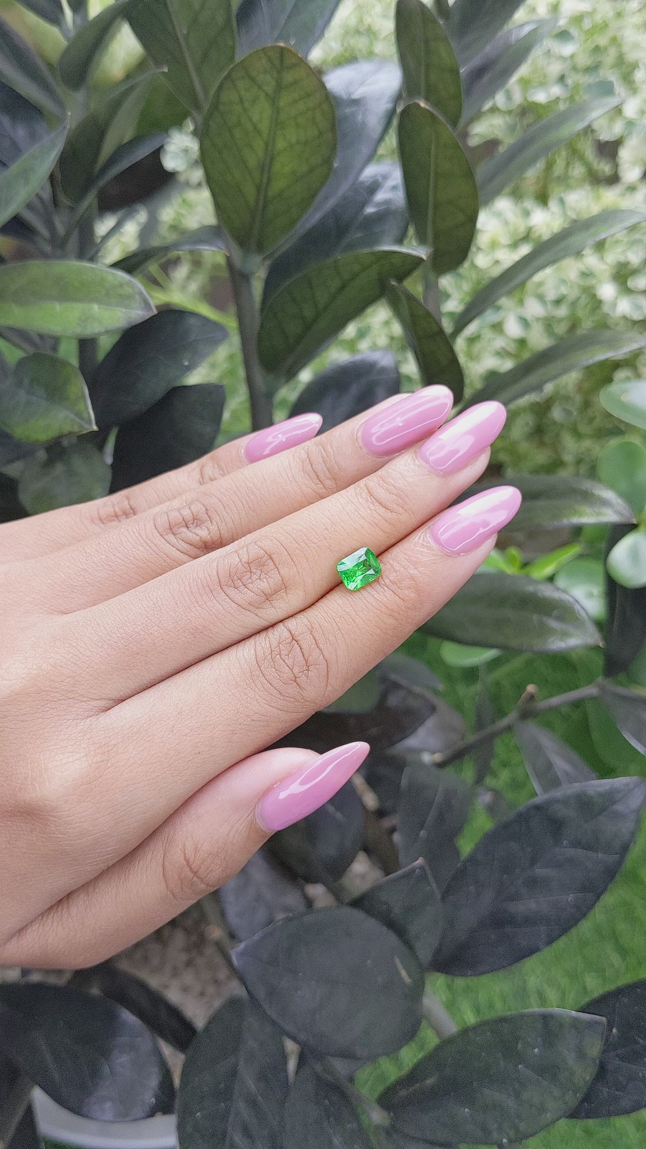 1.54 Ct. Tsavorite Garnet from Tanzania Size Video