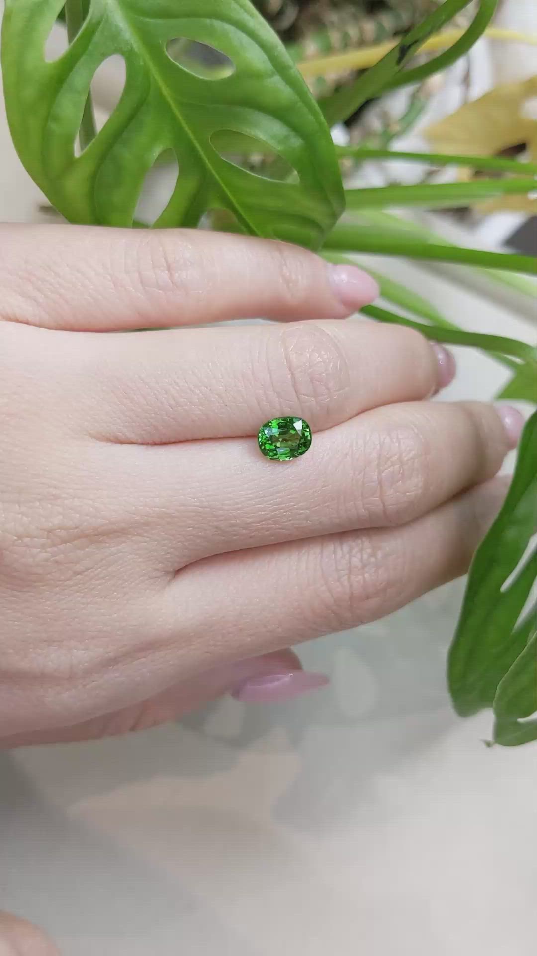 1.38 Ct. Tsavorite Garnet from East Africa Size Video