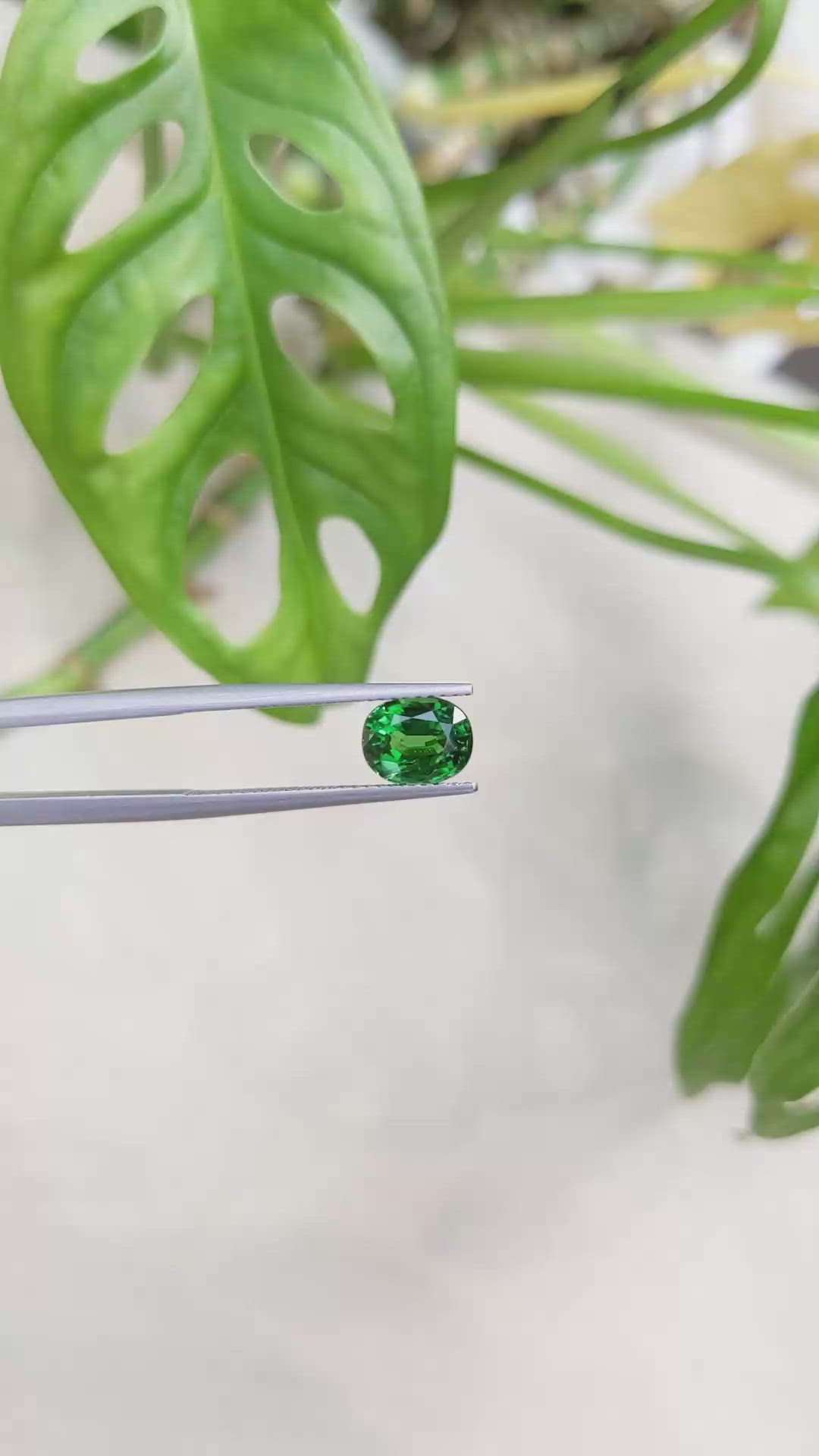 1.85 Ct. Tsavorite Garnet from East Africa Size Video