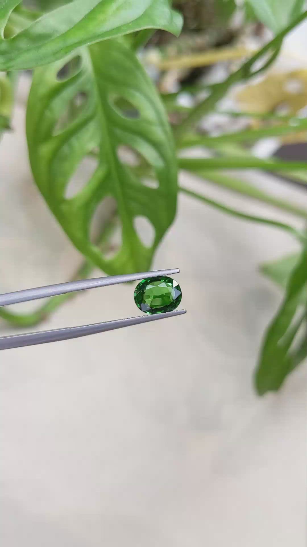 1.58 Ct. Tsavorite Garnet from East Africa Size Video