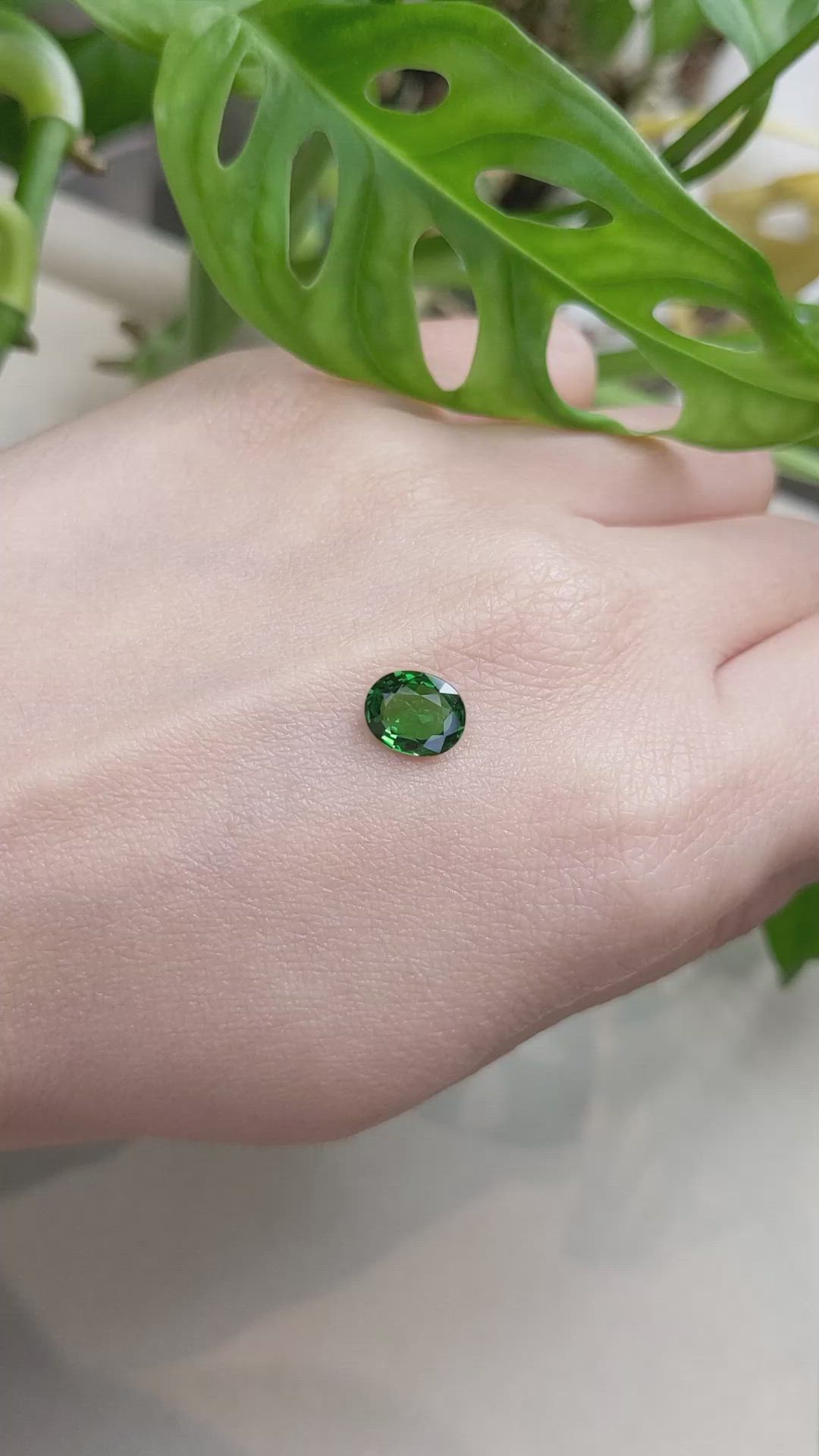 1.58 Ct. Tsavorite Garnet from East Africa Size Video
