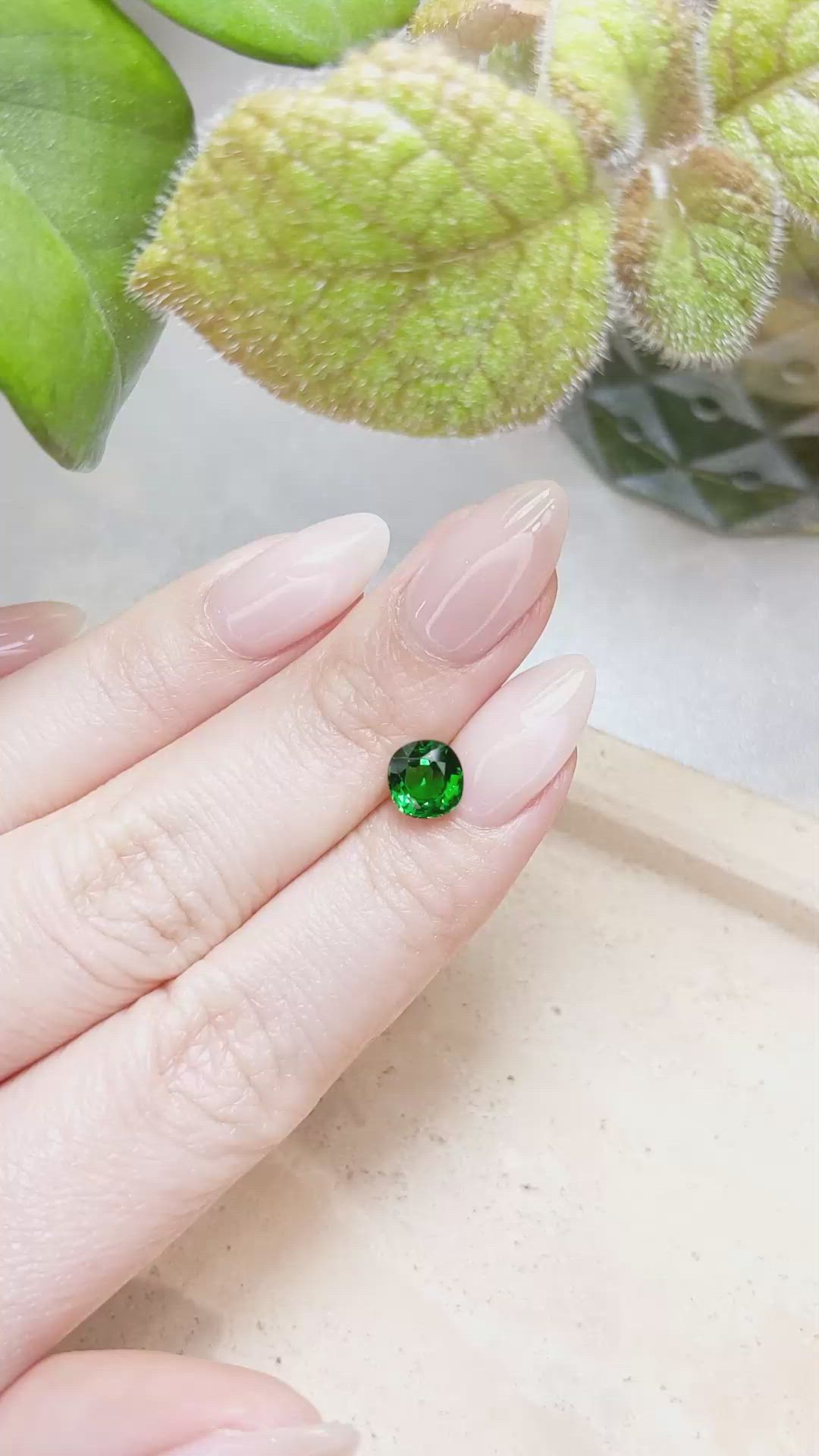1.54 Ct. Tsavorite Garnet from East Africa Size Video