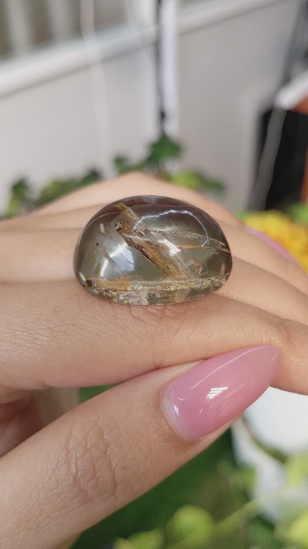64.06 Ct. Cabochon Rutilated Quartz from Ceylon (Sri Lanka) Size Video