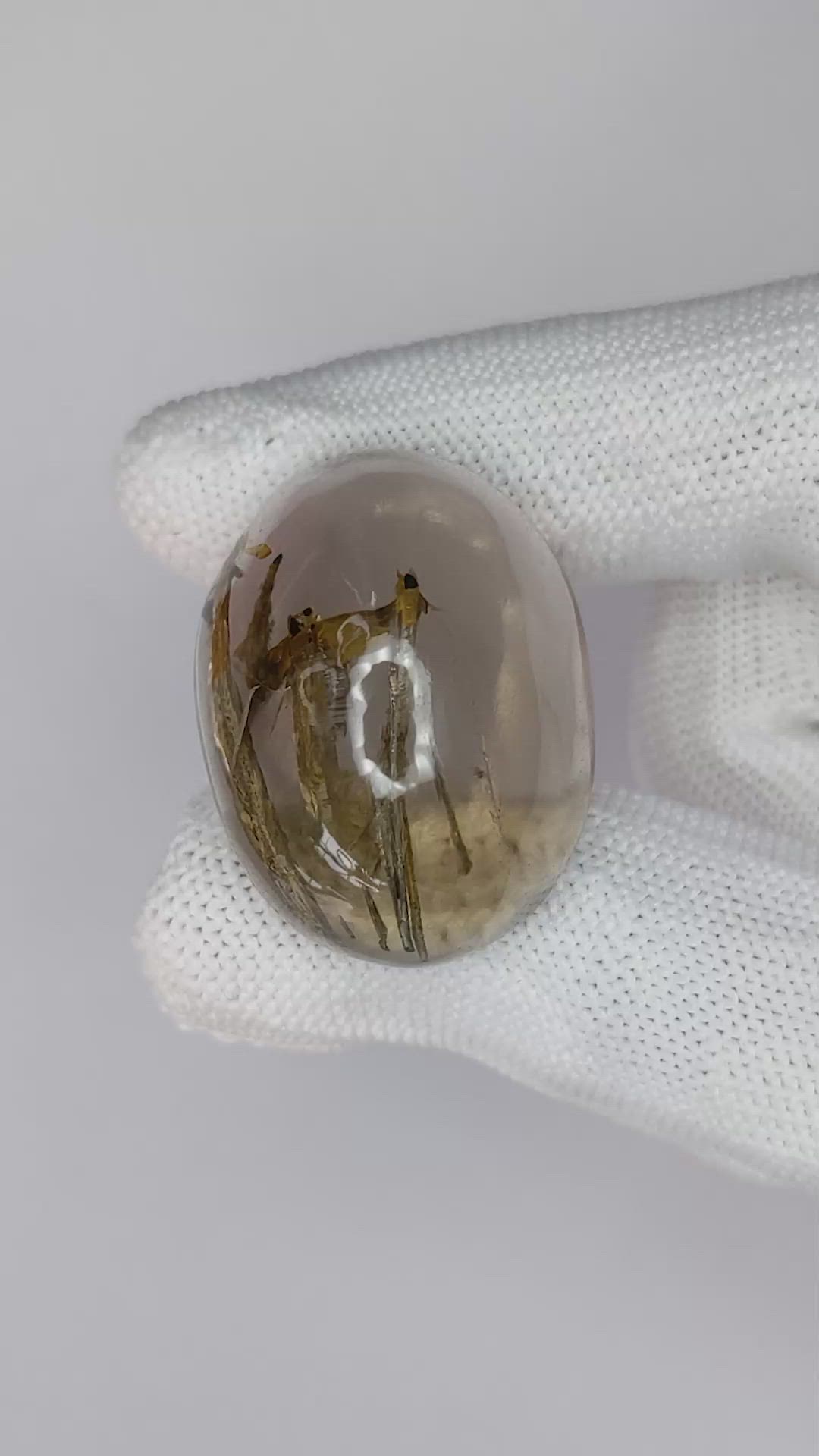 64.06 Ct. Cabochon Rutilated Quartz from Ceylon (Sri Lanka) Size Video