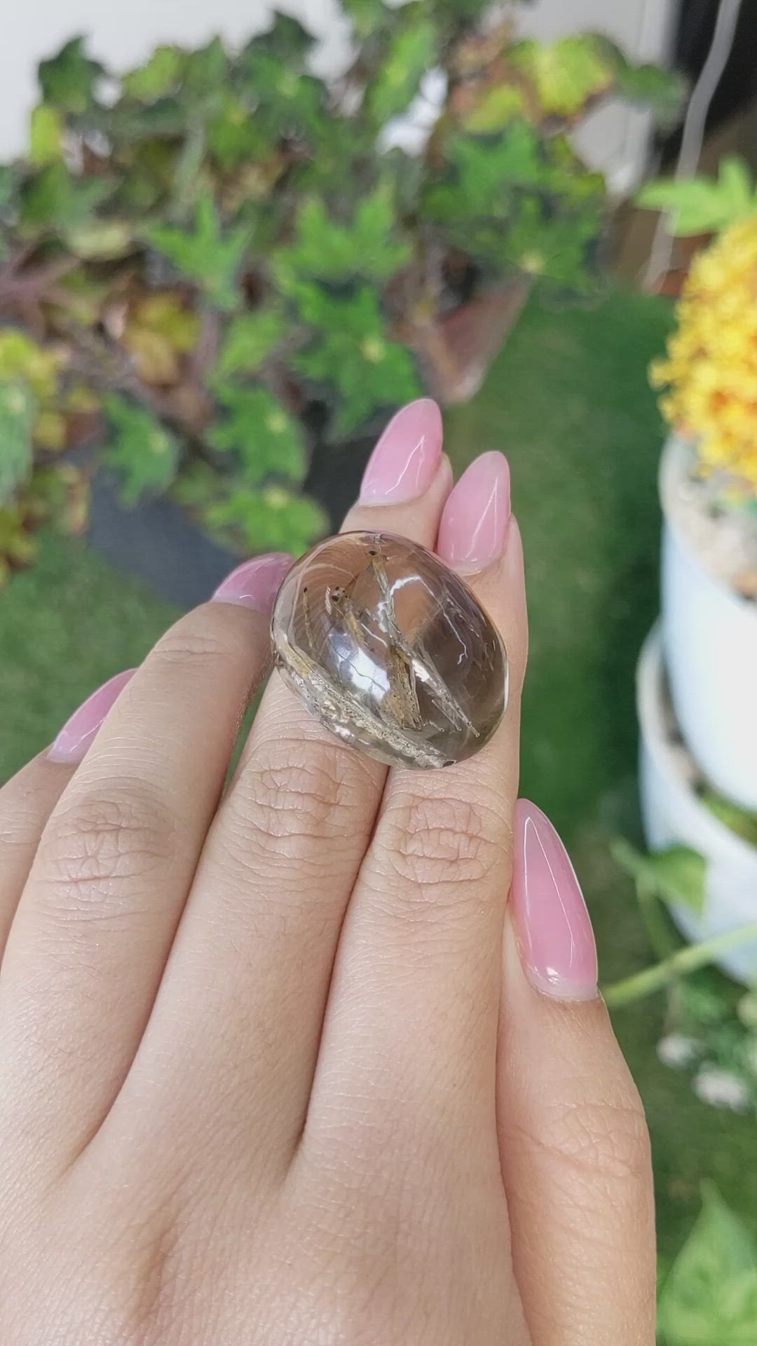 64.06 Ct. Cabochon Rutilated Quartz from Ceylon (Sri Lanka) Size Video