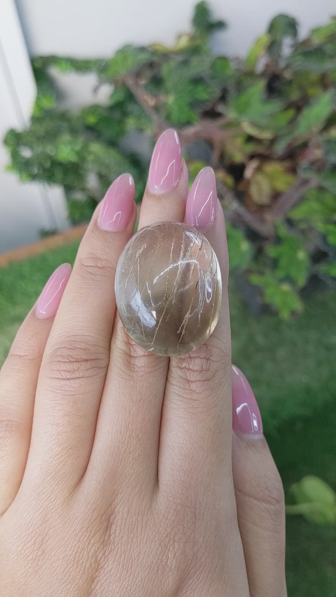 98.92 Ct. Cabochon Rutilated Quartz from Ceylon (Sri Lanka) Size Video