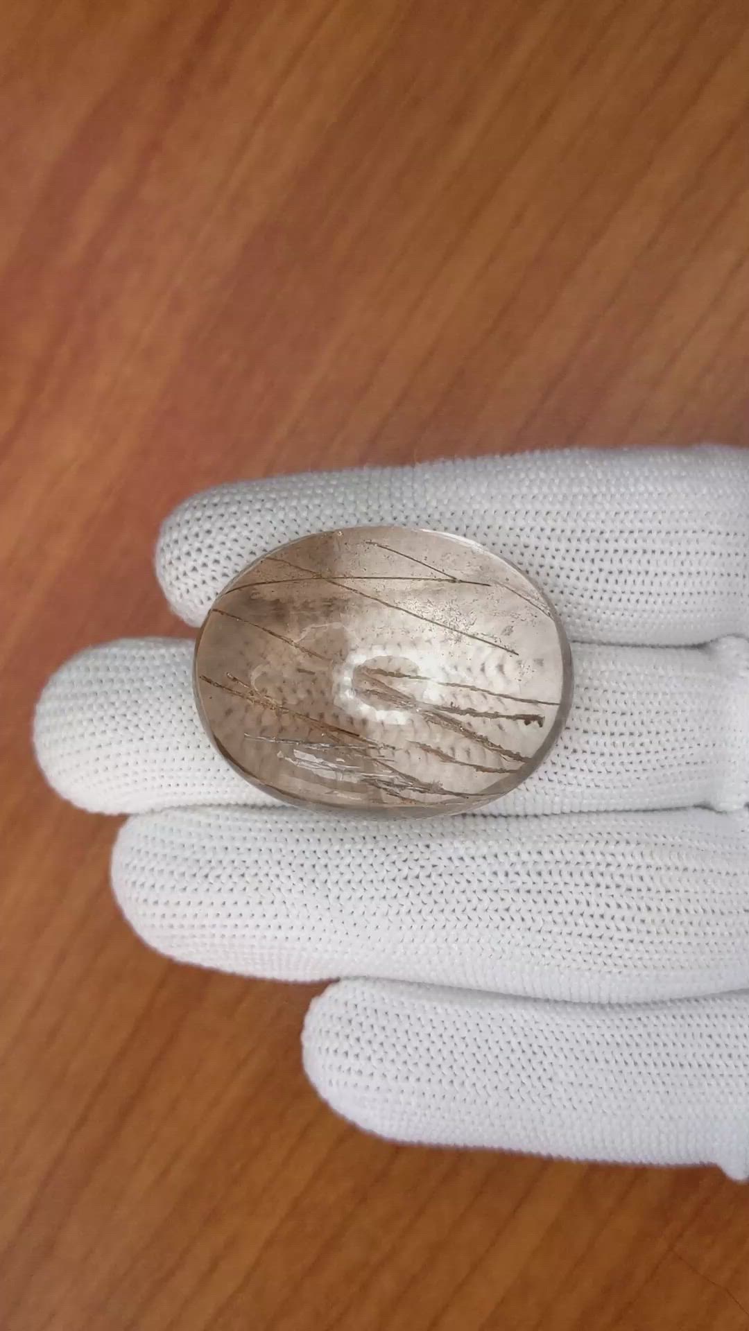 98.92 Ct. Cabochon Rutilated Quartz from Ceylon (Sri Lanka) Size Video