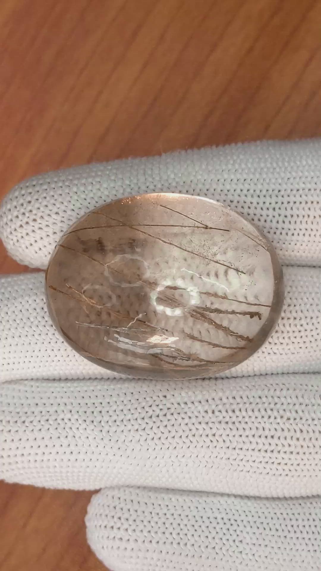 98.92 Ct. Cabochon Rutilated Quartz from Ceylon (Sri Lanka) Size Video