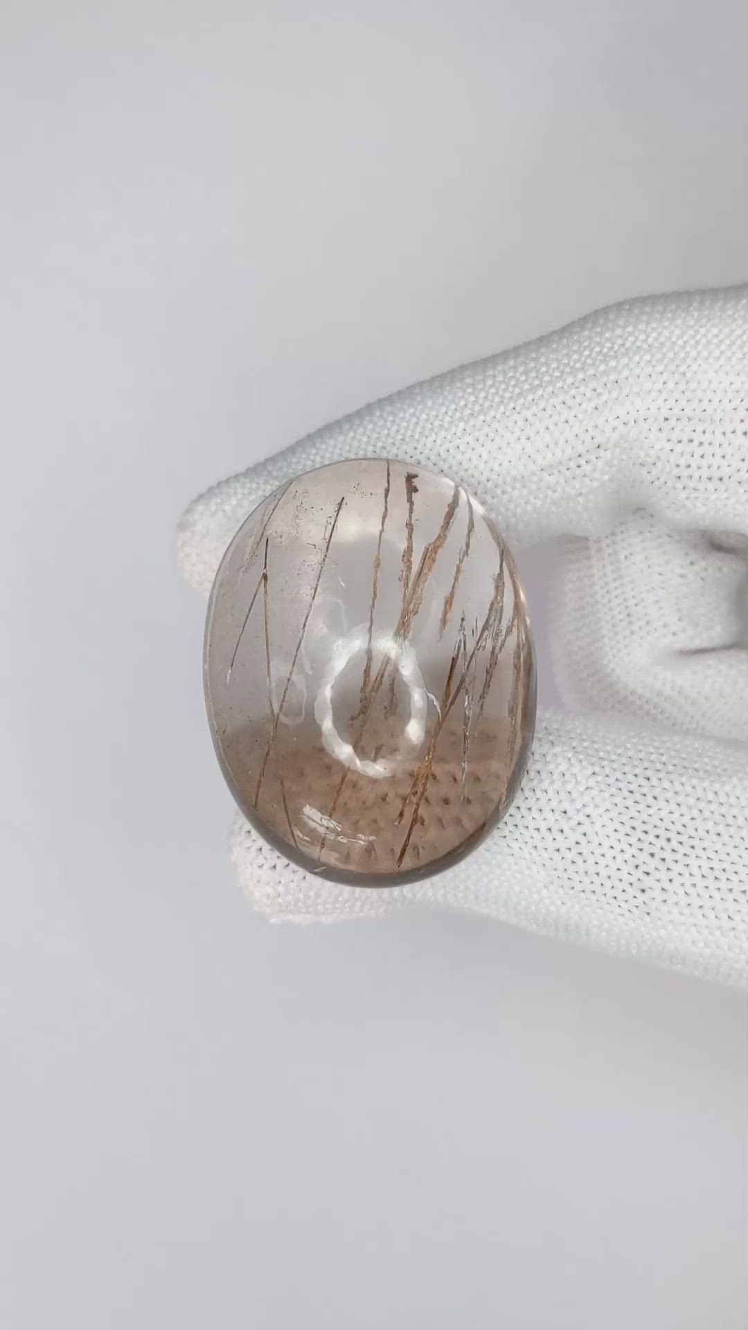98.92 Ct. Cabochon Rutilated Quartz from Ceylon (Sri Lanka) Size Video
