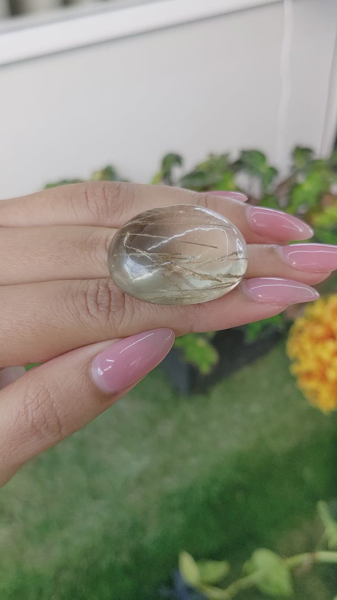 98.92 Ct. Cabochon Rutilated Quartz from Ceylon (Sri Lanka) Size Video