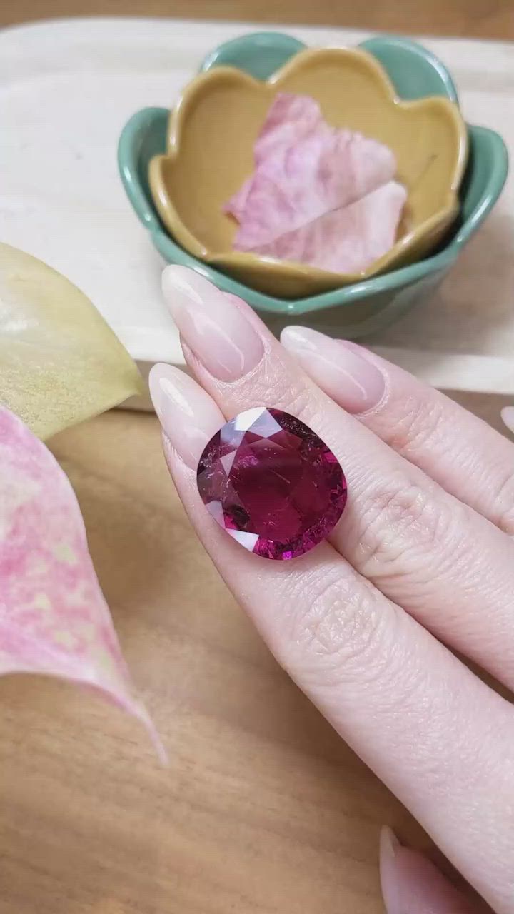 26.56 Ct. Rubellite Tourmaline from Brazil Size Video