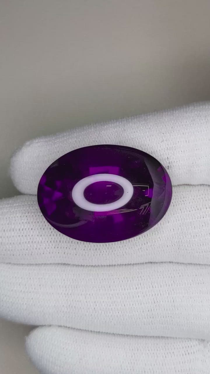 46.56 Ct. Cabochon Amethyst from Brazil Size Video