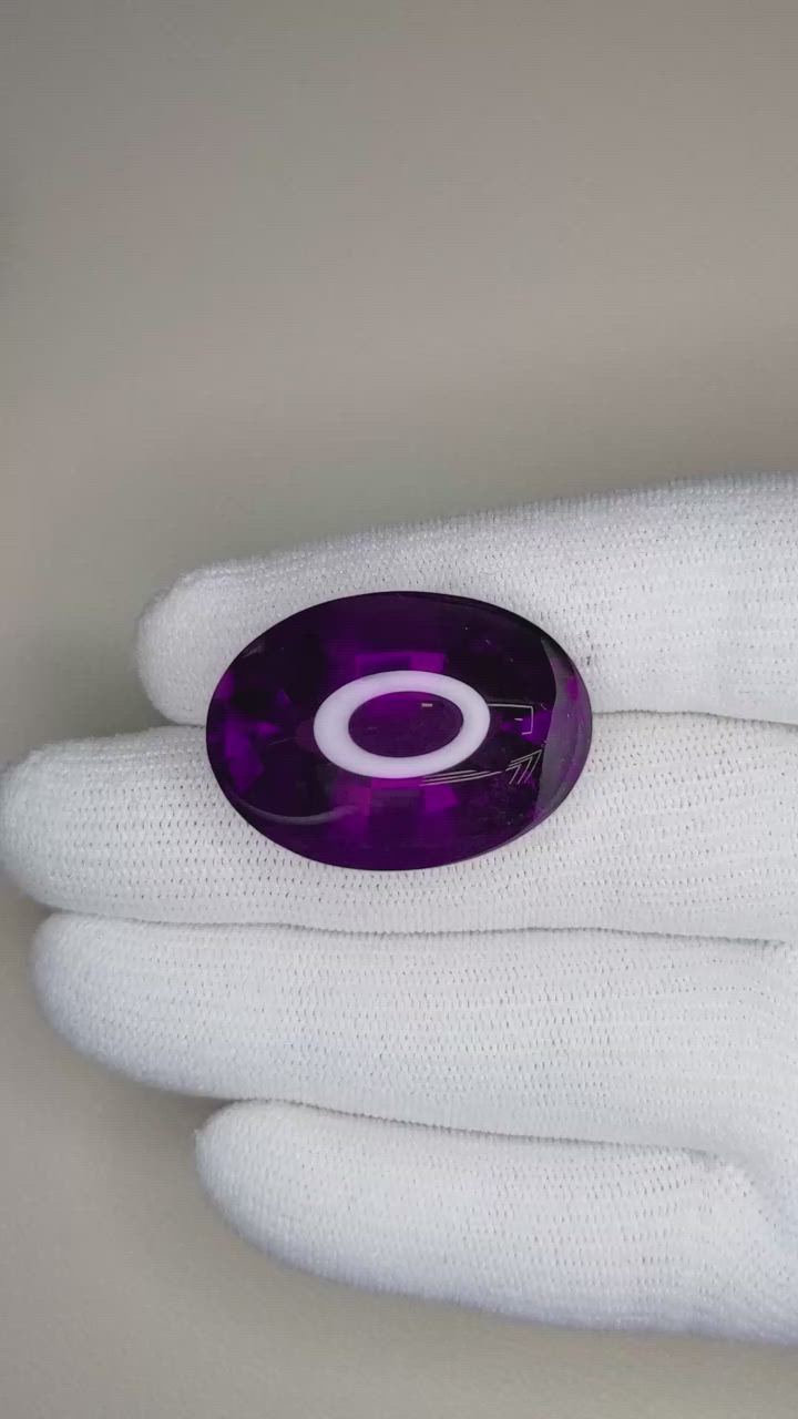 46.56 Ct. Cabochon Amethyst from Brazil Size Video