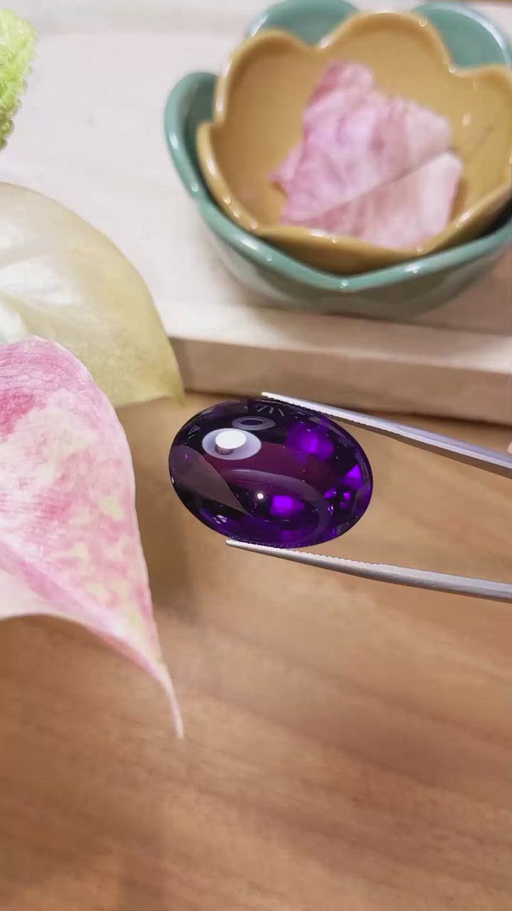 46.56 Ct. Cabochon Amethyst from Brazil Size Video