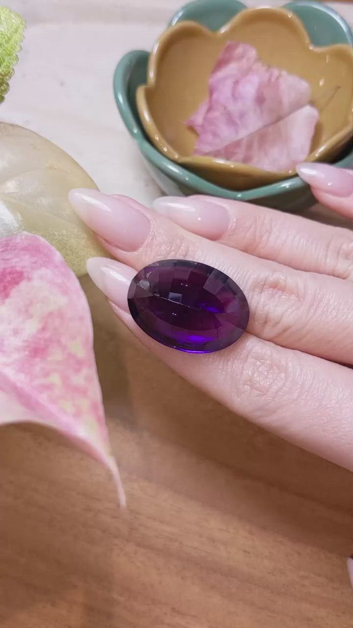 46.56 Ct. Cabochon Amethyst from Brazil Size Video
