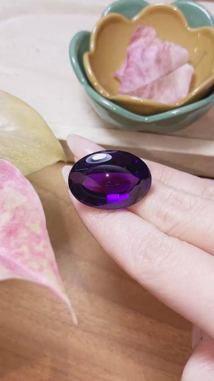 46.56 Ct. Cabochon Amethyst from Brazil Size Video