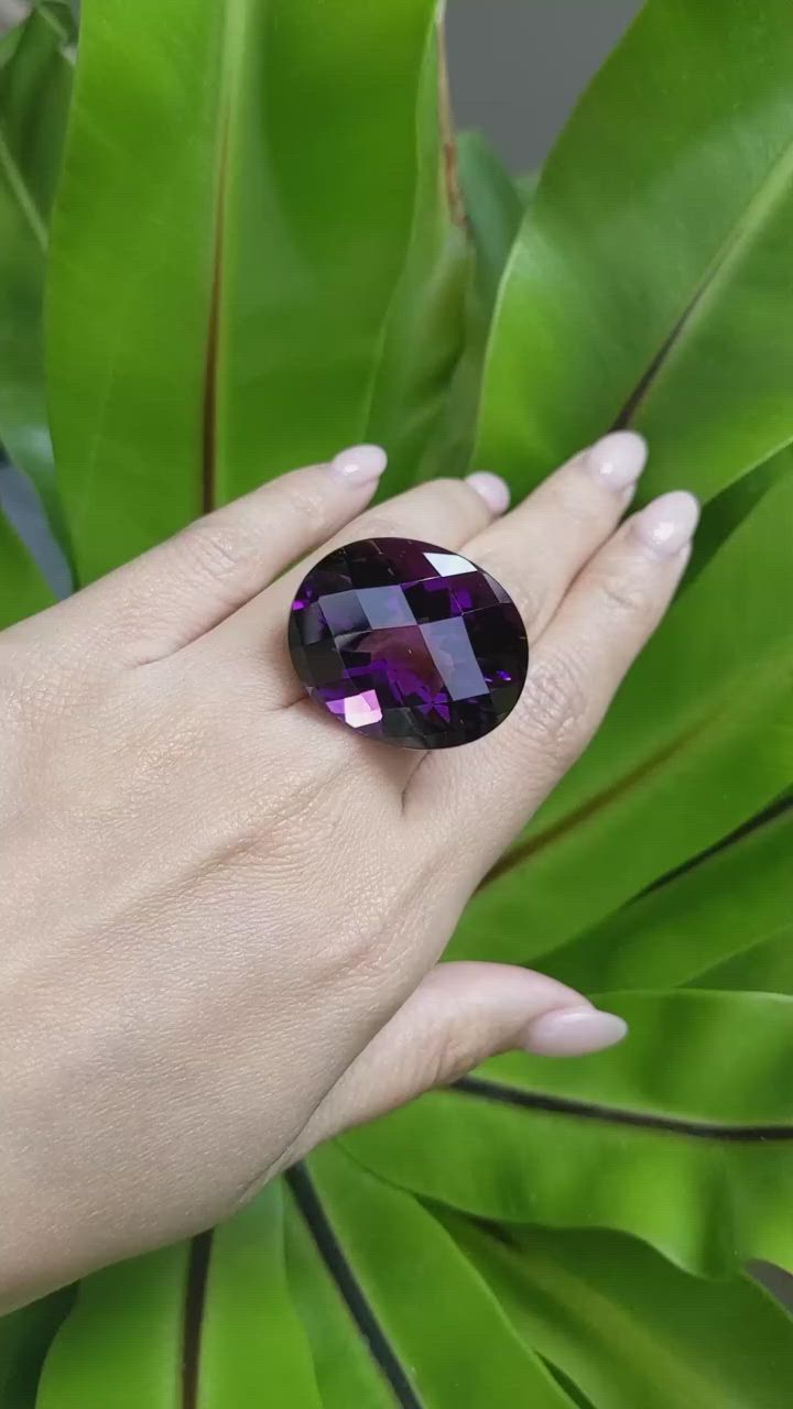 72.06 Ct. Amethyst from Brazil Size Video