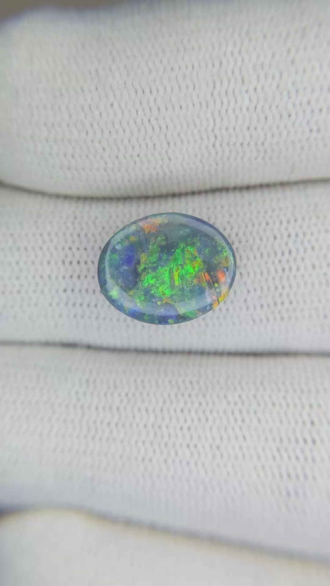 3.68 Ct. Semi-Black Opal from Australia Size Video