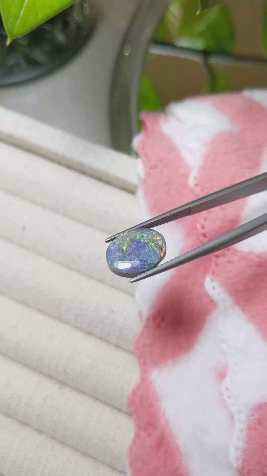 3.68 Ct. Semi-Black Opal from Australia Size Video