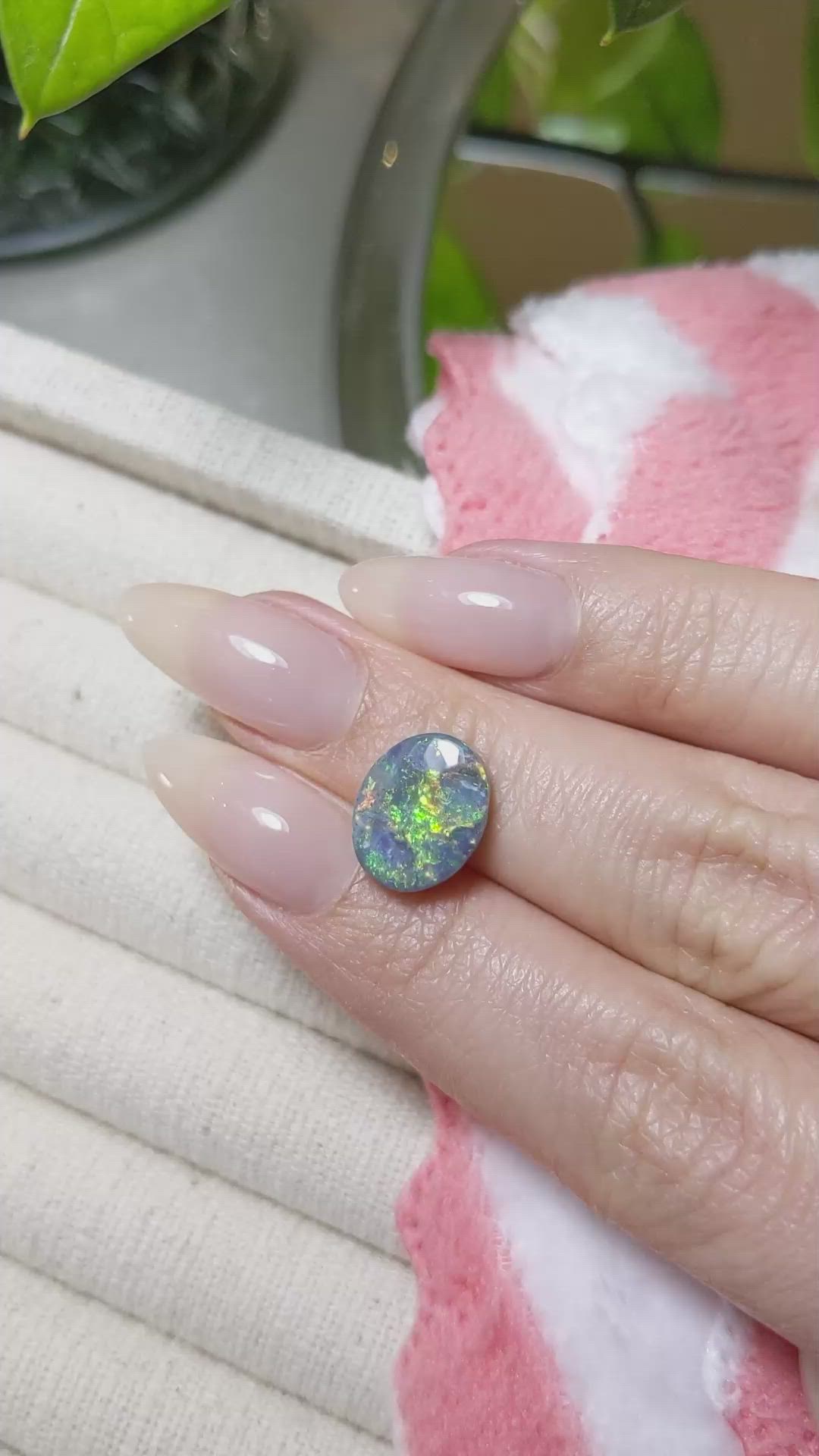 3.68 Ct. Semi-Black Opal from Australia Size Video