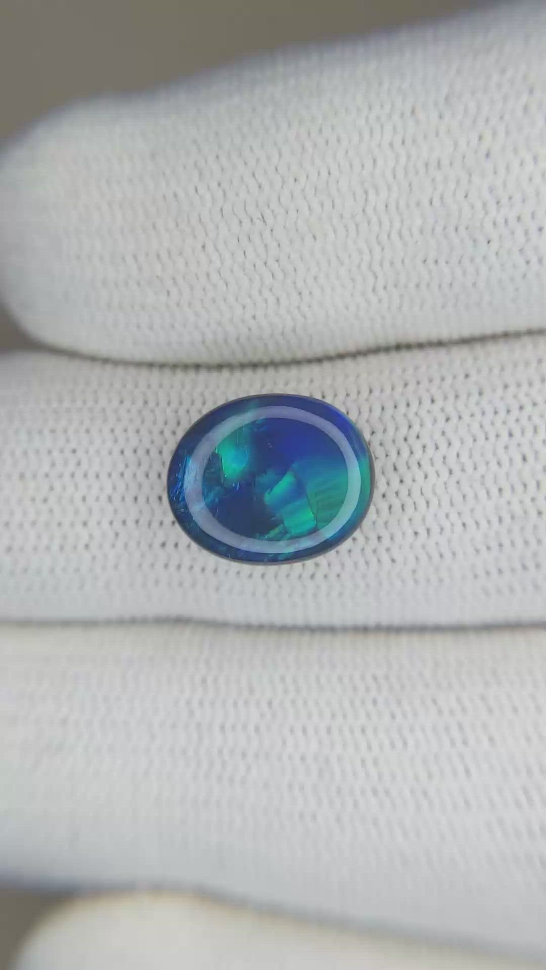 2.49 Ct. Cabochon Black Opal from Australia Size Video