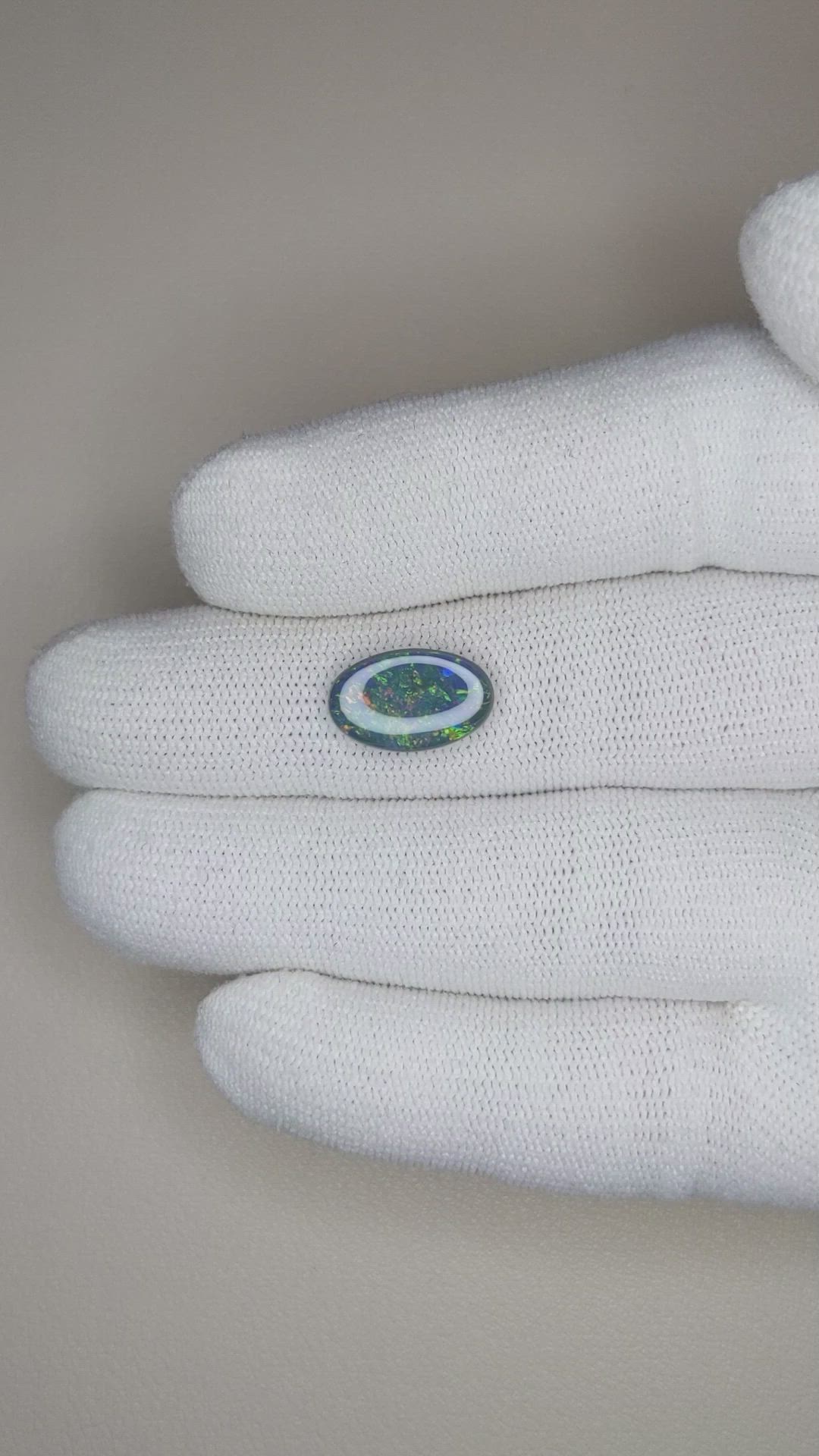 2.16 Ct. Cabochon Black Opal from Australia Size Video