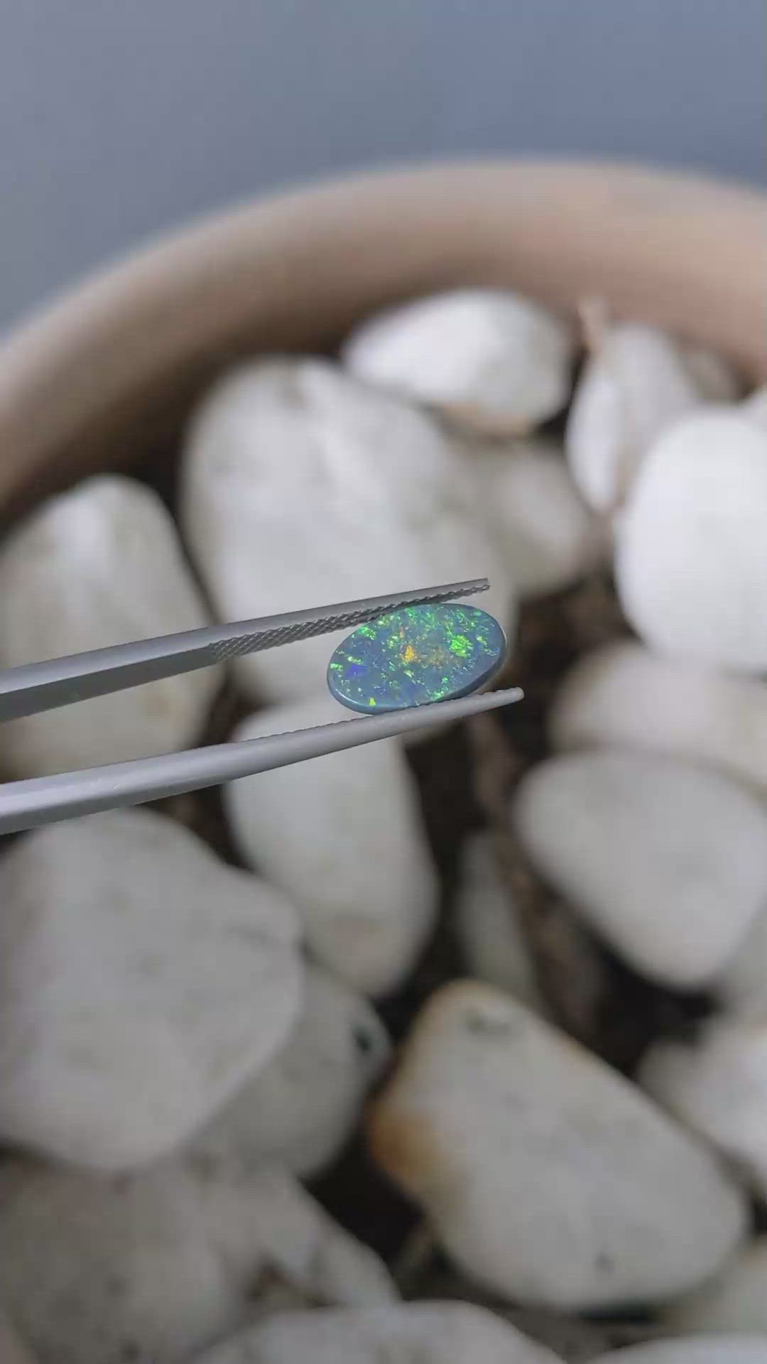 2.16 Ct. Cabochon Black Opal from Australia Size Video