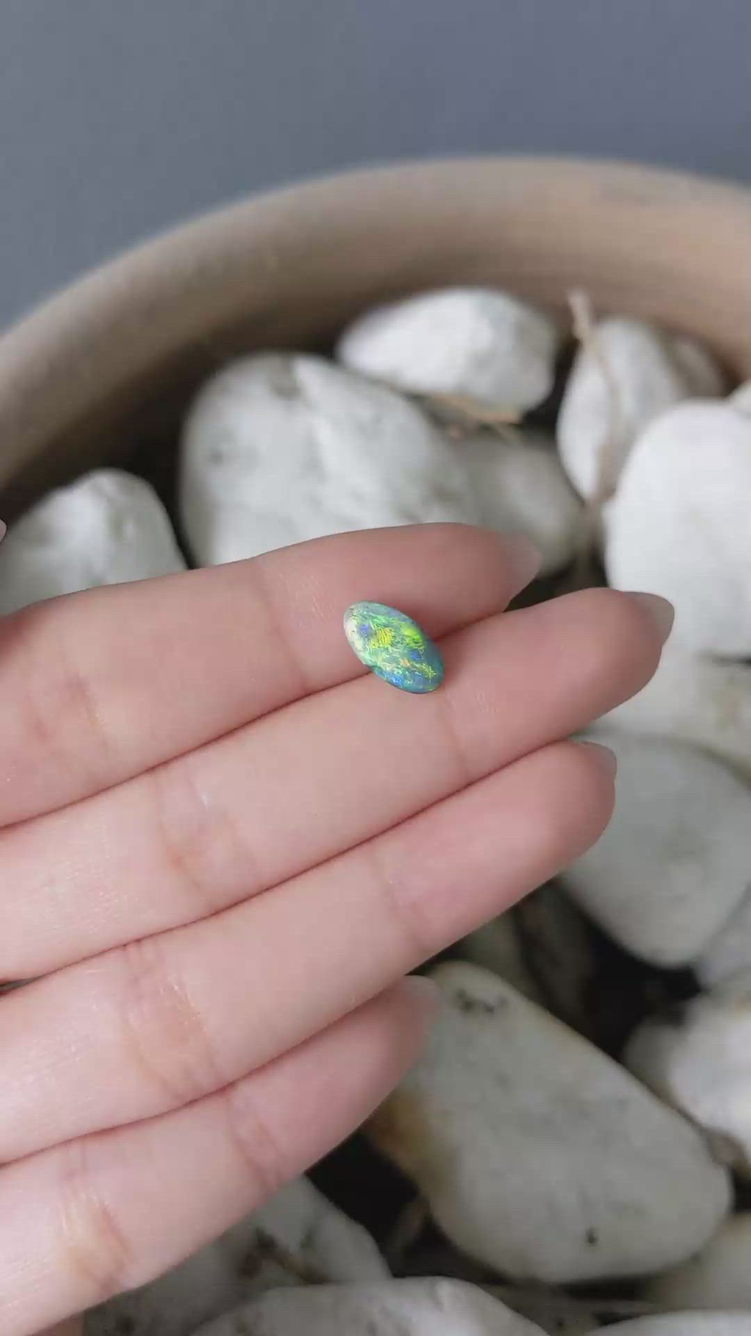 1.31 Ct. Cabochon Semi-Black Opal from Australia Size Video