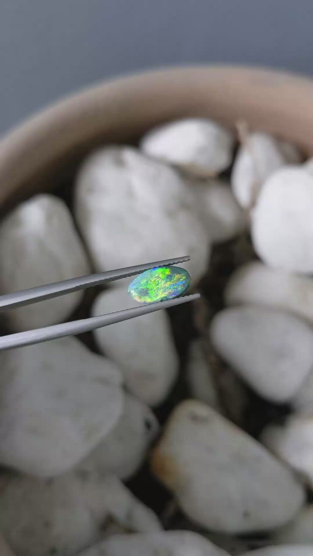 1.31 Ct. Cabochon Semi-Black Opal from Australia Size Video