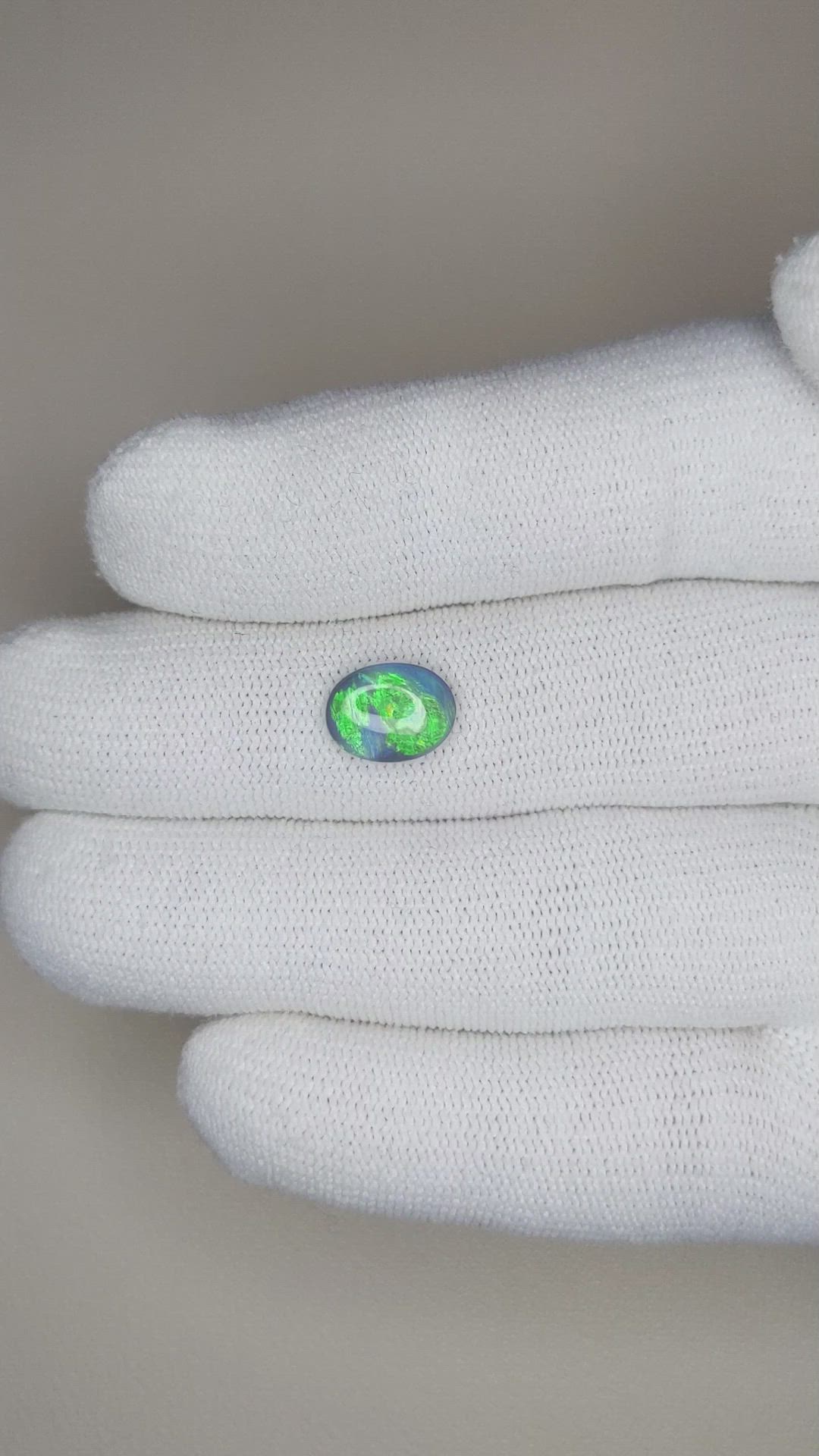 1.17 Ct. Cabochon Semi-Black Opal from Australia Size Video