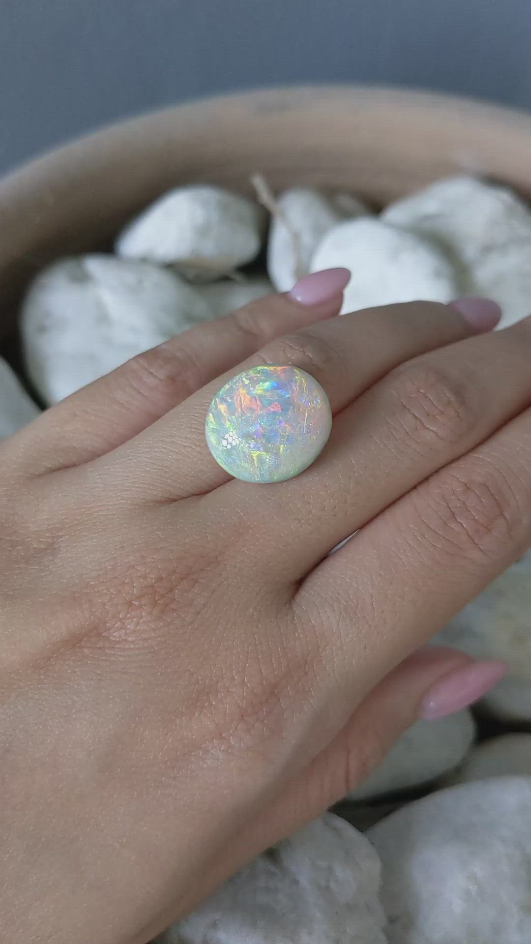 13.46 Ct. Cabochon White Opal from Australia Size Video