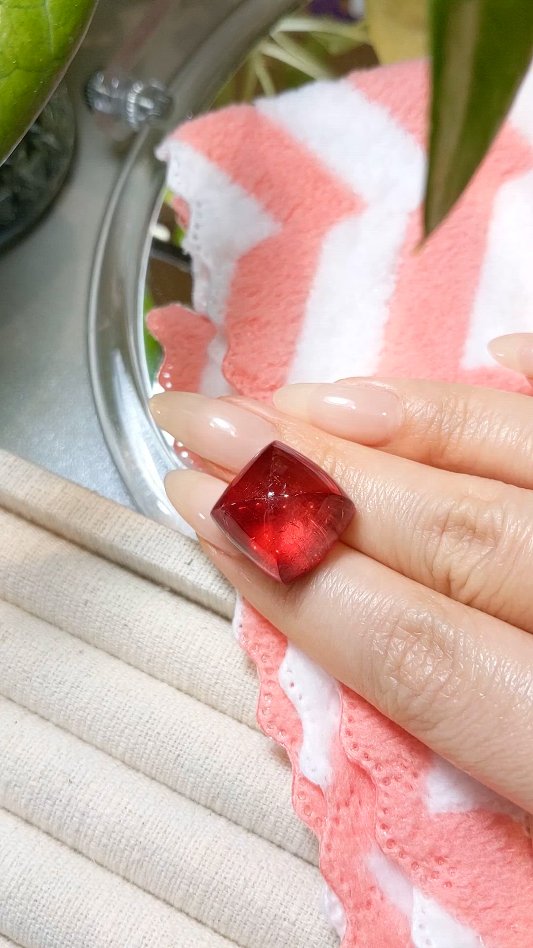 39.01 Ct. Orangish Red Cabochon Tourmaline from Africa Size Video