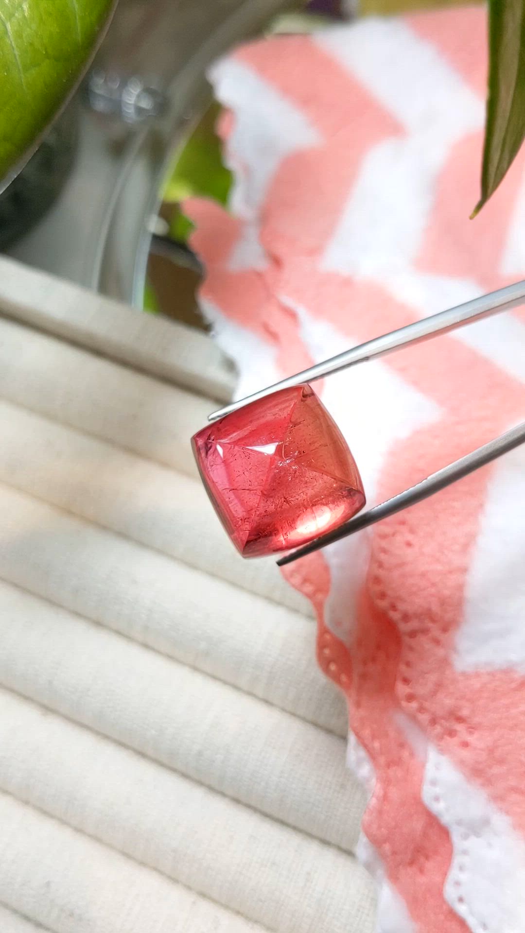 39.01 Ct. Orangish Red Cabochon Tourmaline from Africa Size Video