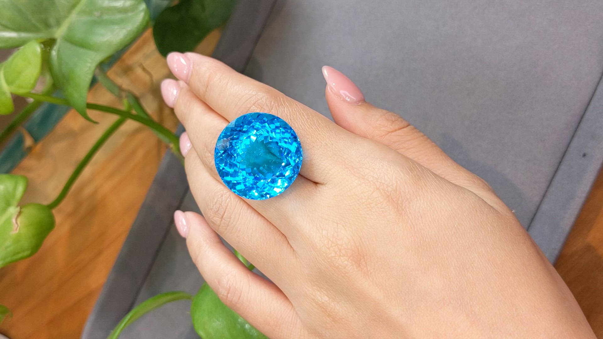 77.44 Ct. Swiss Blue Topaz from Brazil Size Video