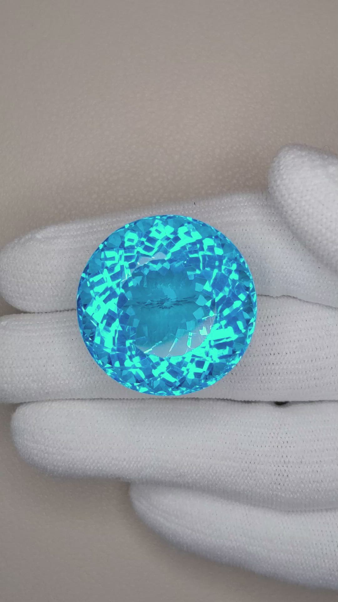 77.44 Ct. Swiss Blue Topaz from Brazil Size Video