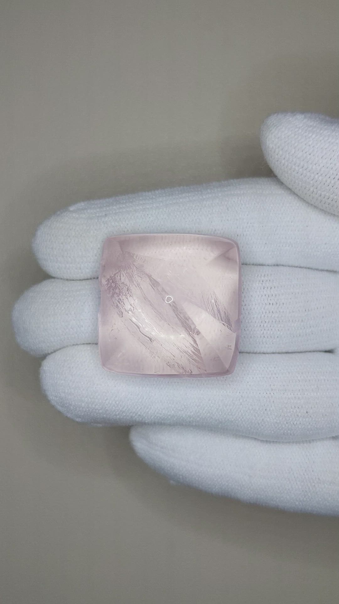 70.84 Ct. Pink Cabochon Rose Quartz from Brazil Size Video