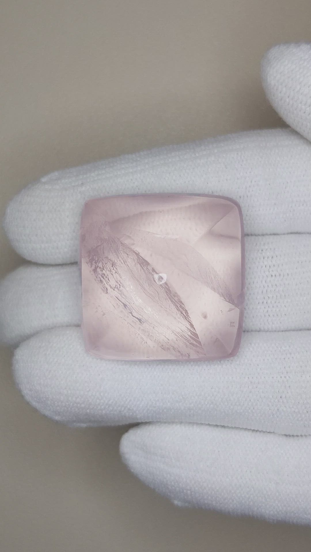 70.84 Ct. Pink Cabochon Rose Quartz from Brazil Size Video