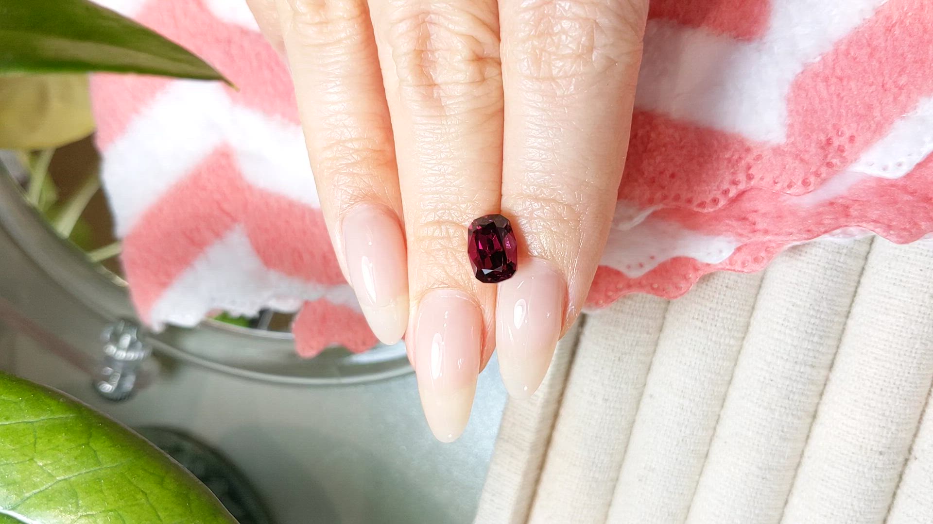 3.37 Ct. Purplish Red Garnet from Tanzania Size Video